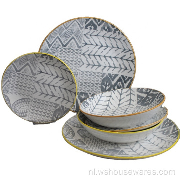 Luxe stijl pad afdrukken servies op maat gemaakte trouwplaten
